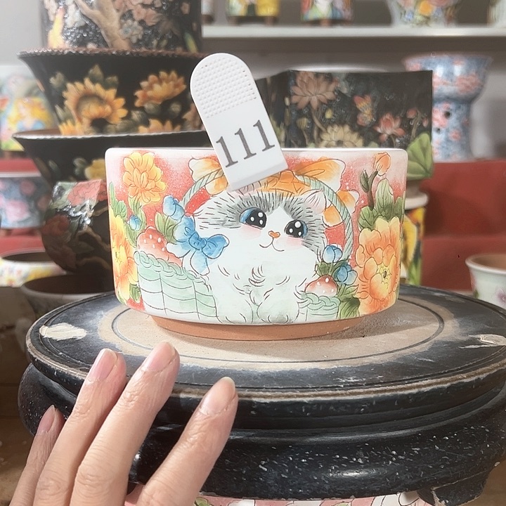 景德镇手绘花盆 满38包邮