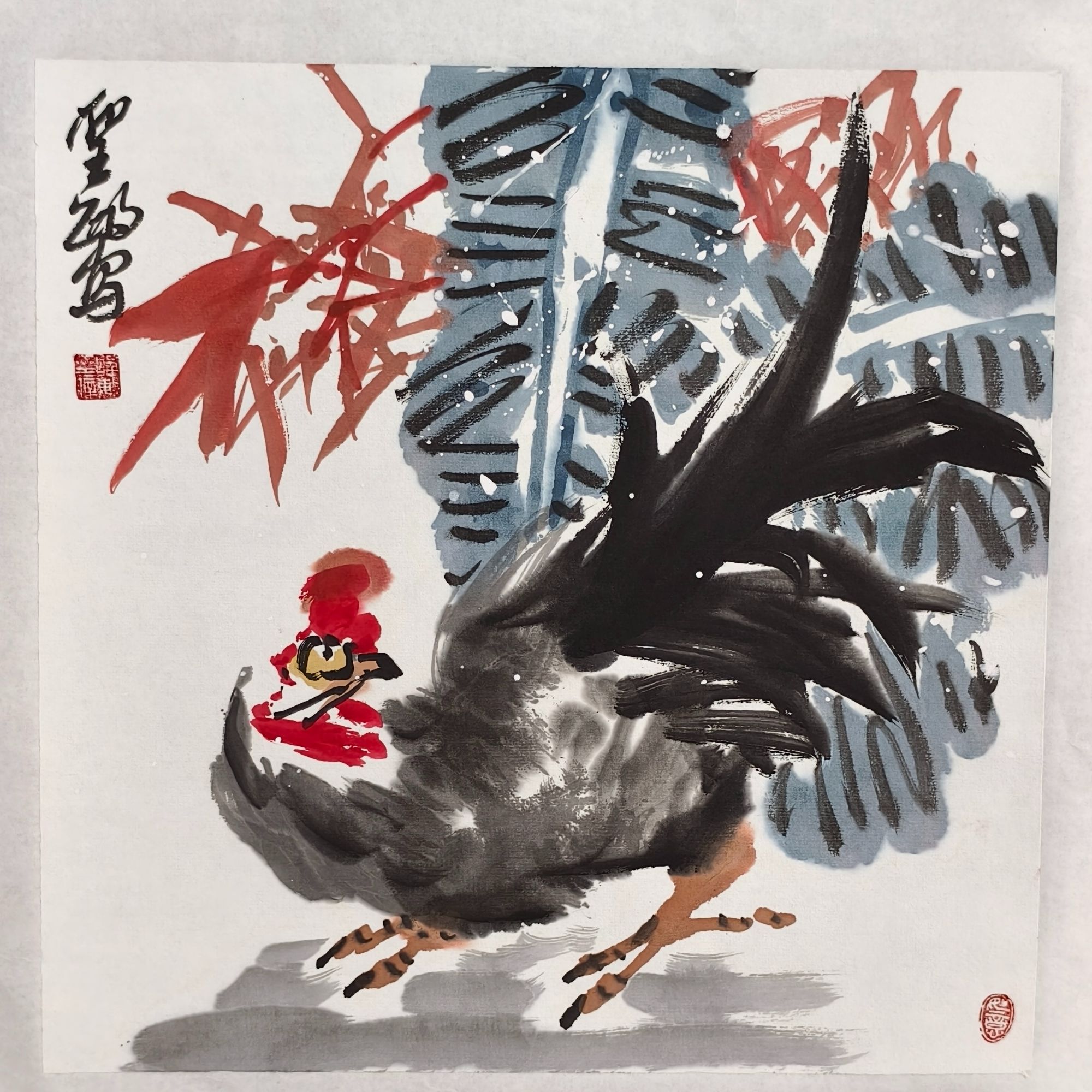 张圣敏国画作品-花鸟图-大吉大利图
