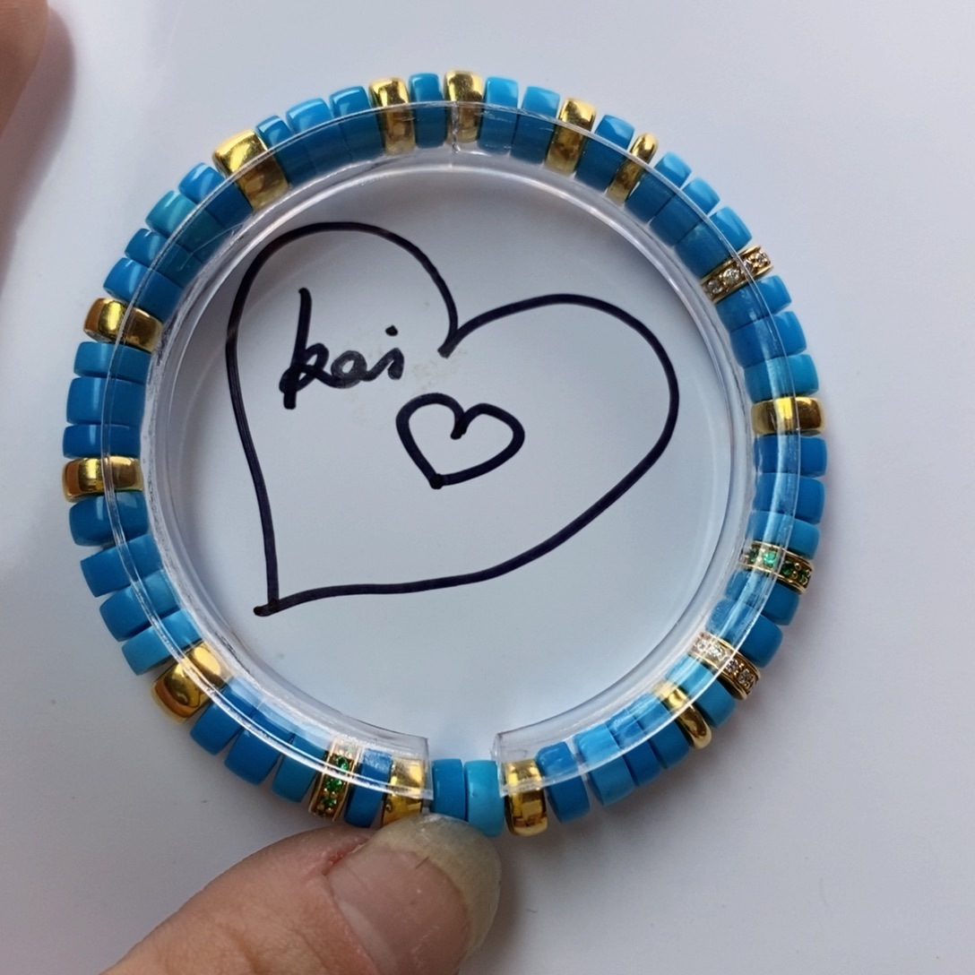 绿松石未镶嵌金钻直切