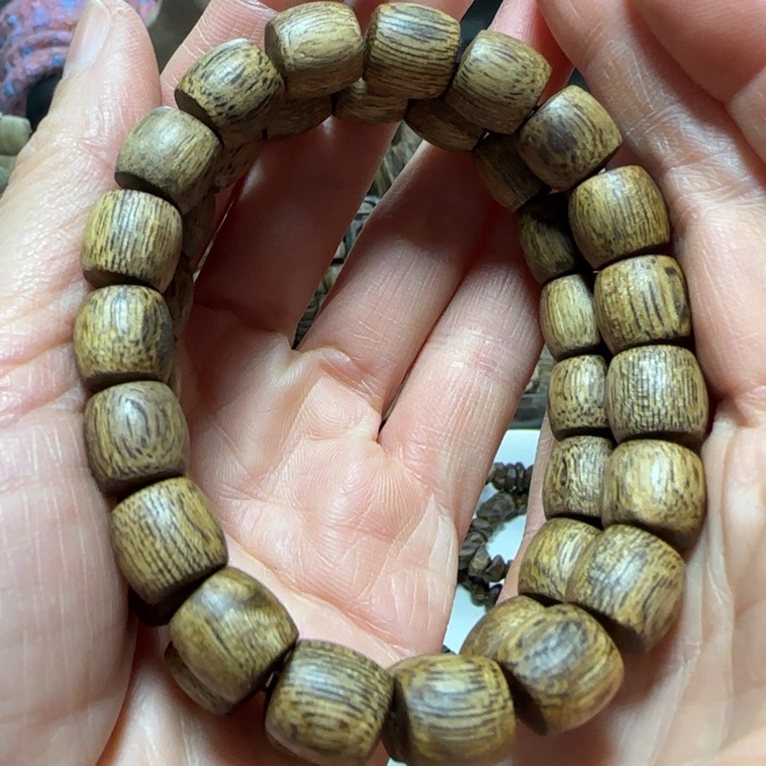 沉香手串绿奇楠沉香鼓珠单圈手串8克+多样性发一条