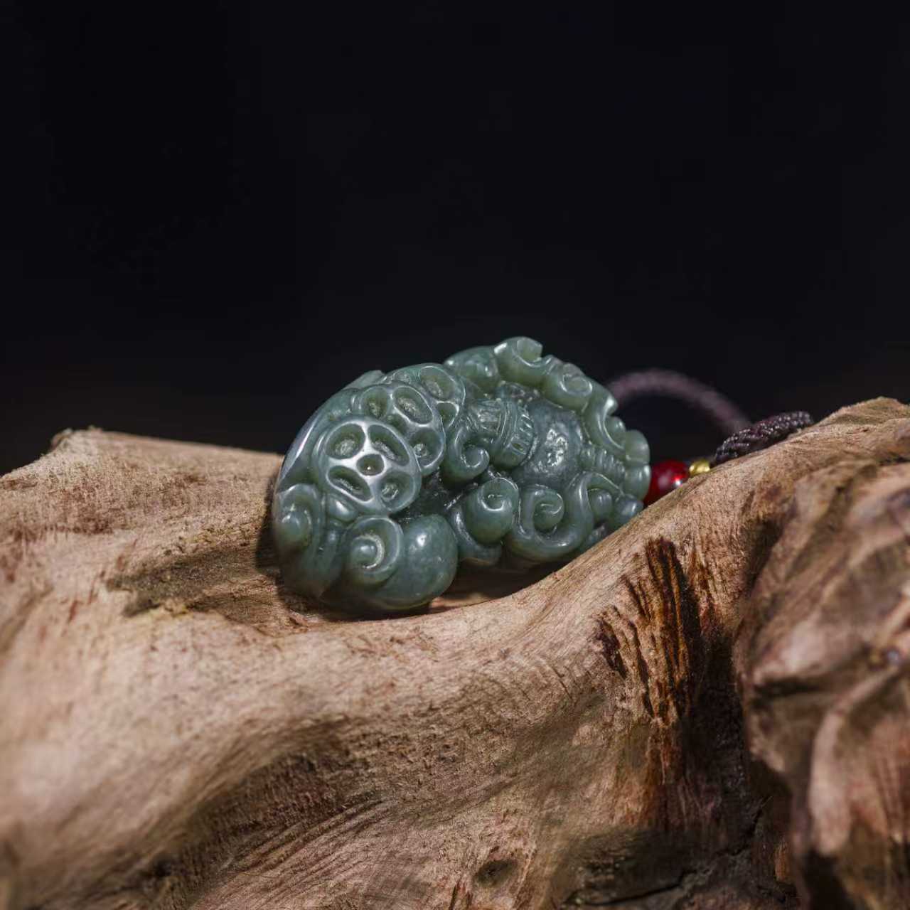 木禾木和田玉 青玉铜钱吊坠（多样性发一）