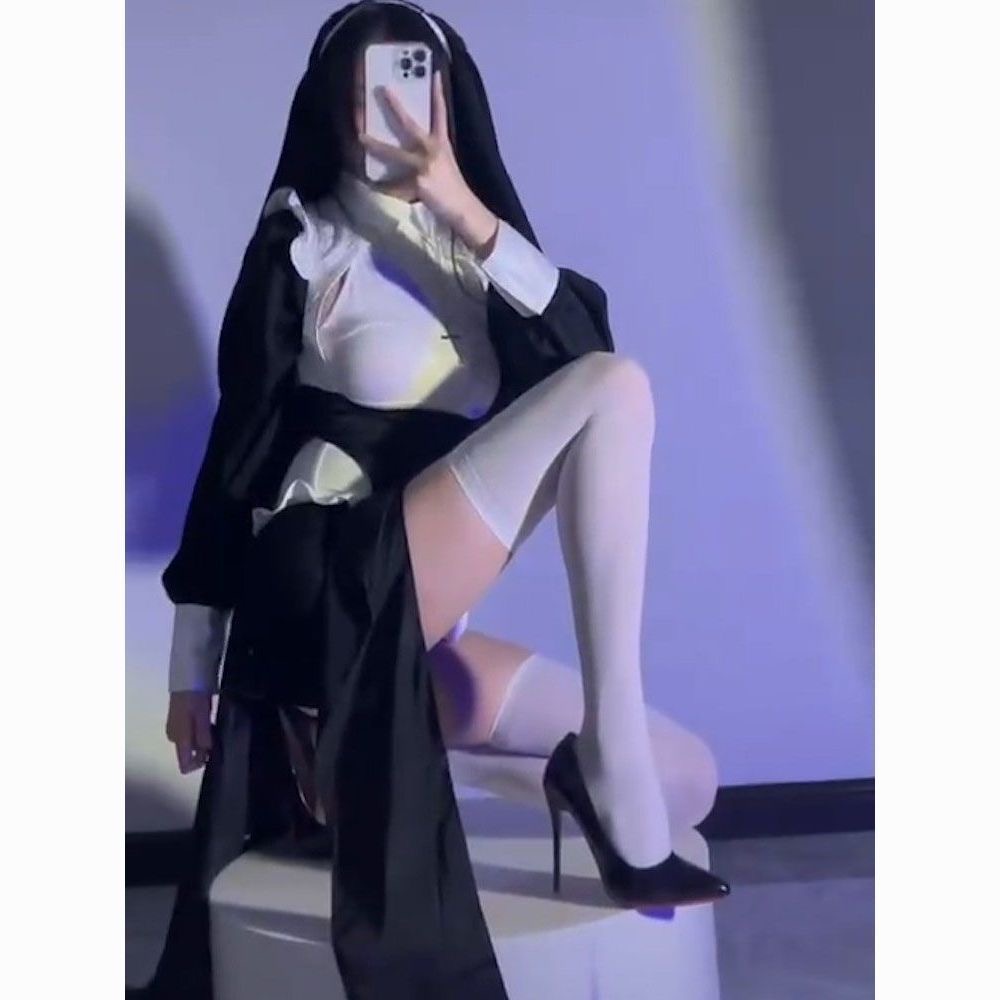 酥欲*修女cos服套装纯欲风网红同款紧身制服性感开叉变装服装
