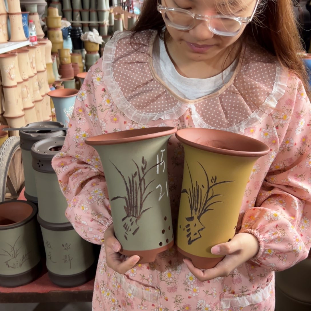 宜兴川阁紫砂花盆 兰草15口