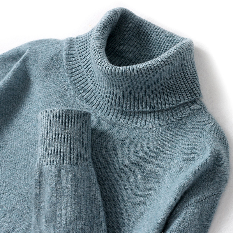 羊毛衫男100纯羊毛绒高领毛衣冬季男士翻领保 暖打底针织套头毛衣