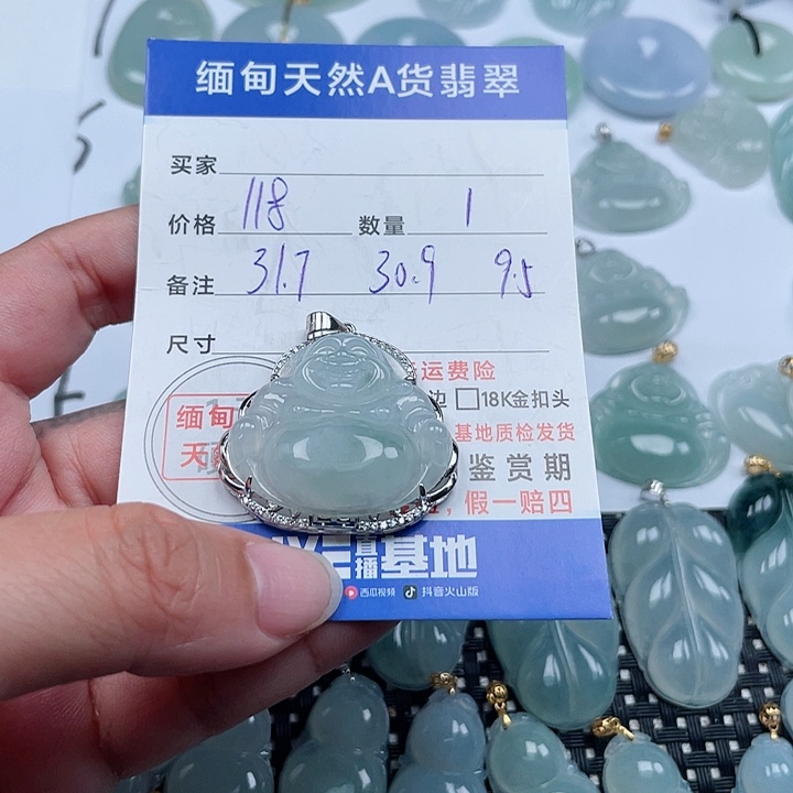 翡翠颈饰银S925镶嵌天然翡翠吊坠