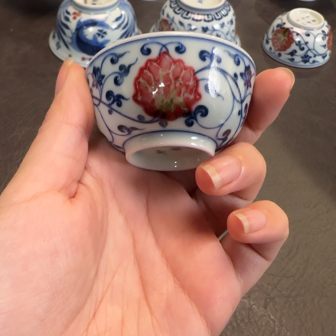 和然釉里红一口杯
