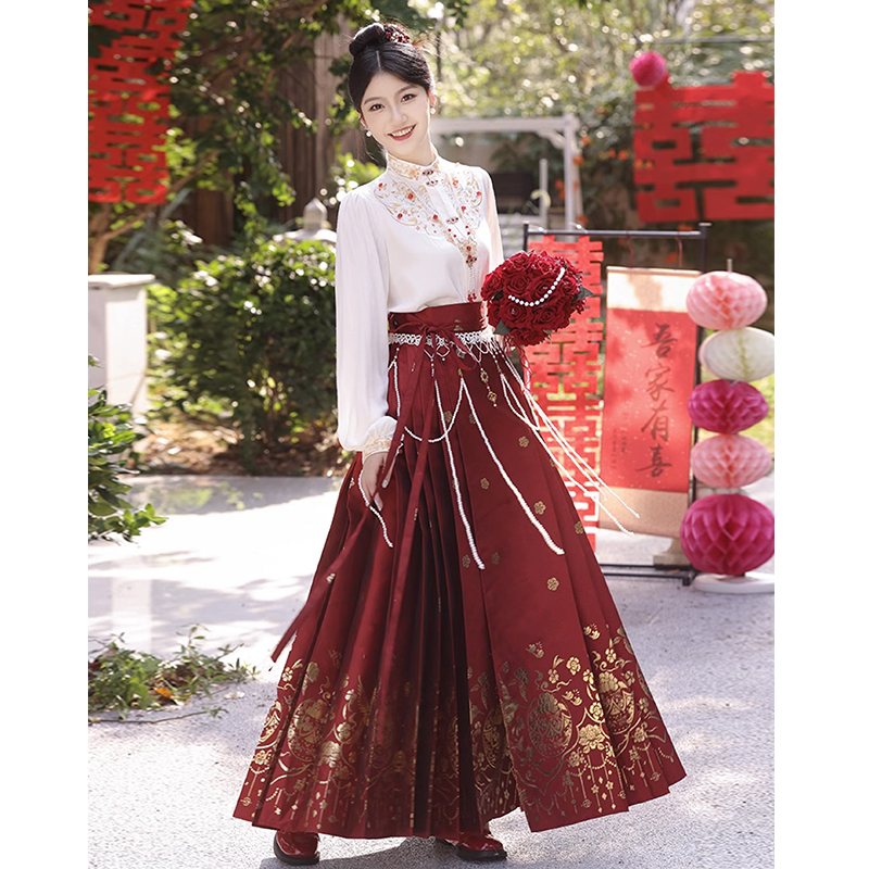 红色马面裙2025新款新娘婚服秀禾服中式汉服套装订婚敬酒服587