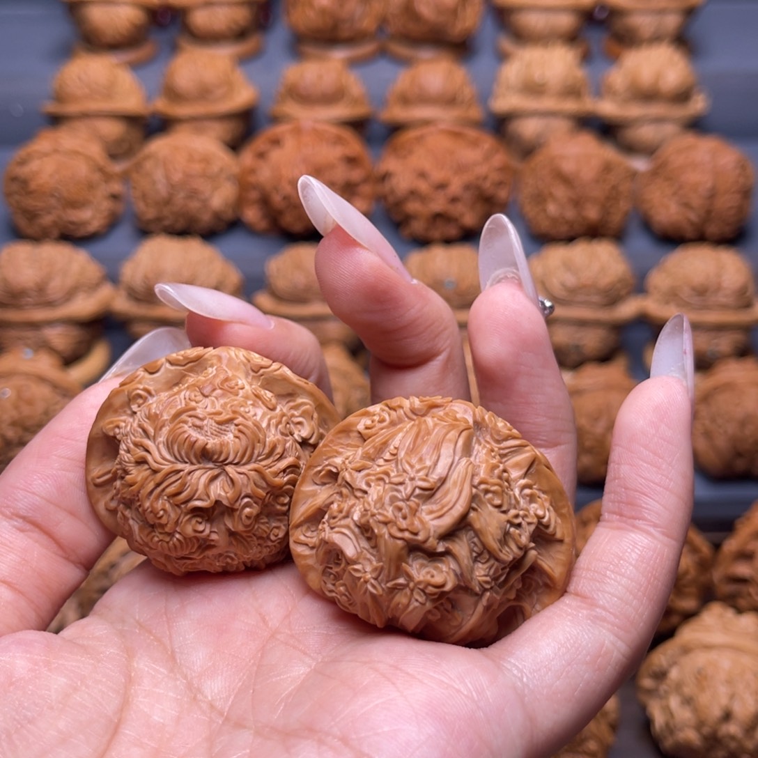 雅***材手串/手链核桃四面梅兰竹菊福利