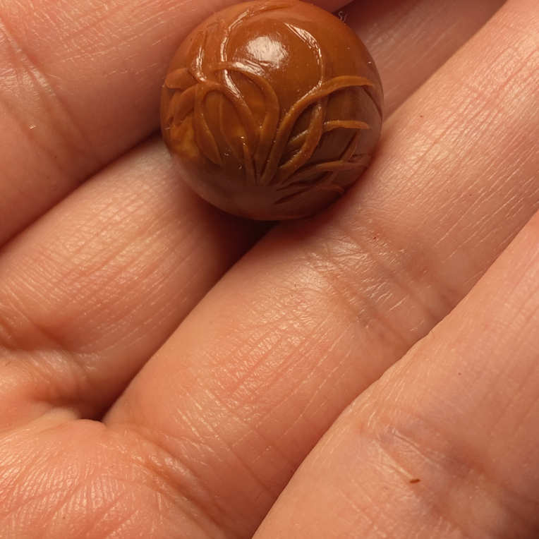 苏工纯手工铁核核雕君子兰花转运珠个性百搭文玩