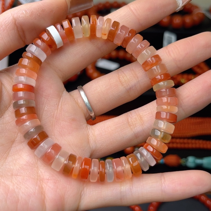南红玛瑙未镶嵌南红玛瑙保山冰红多宝隔片手串9mm