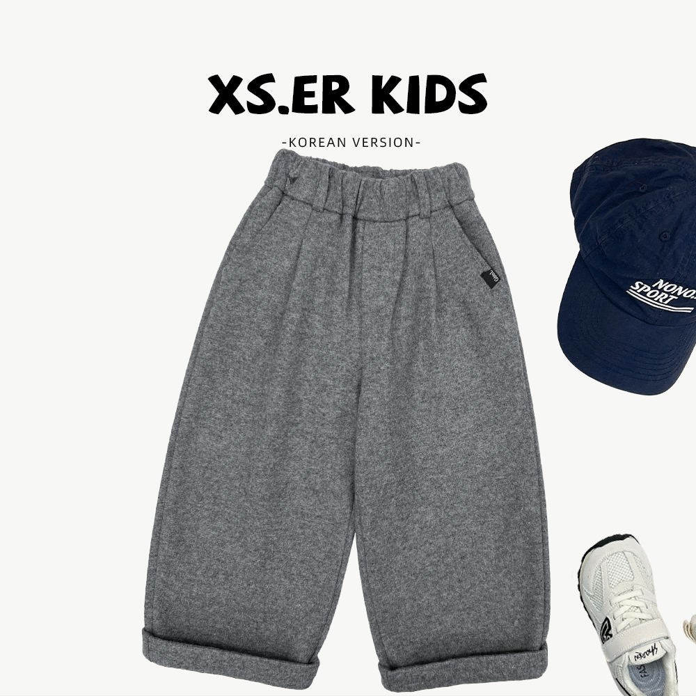 【小首尔】现货-秋冬男女童简约韩版百搭休闲宽松直筒裤子HBB8092