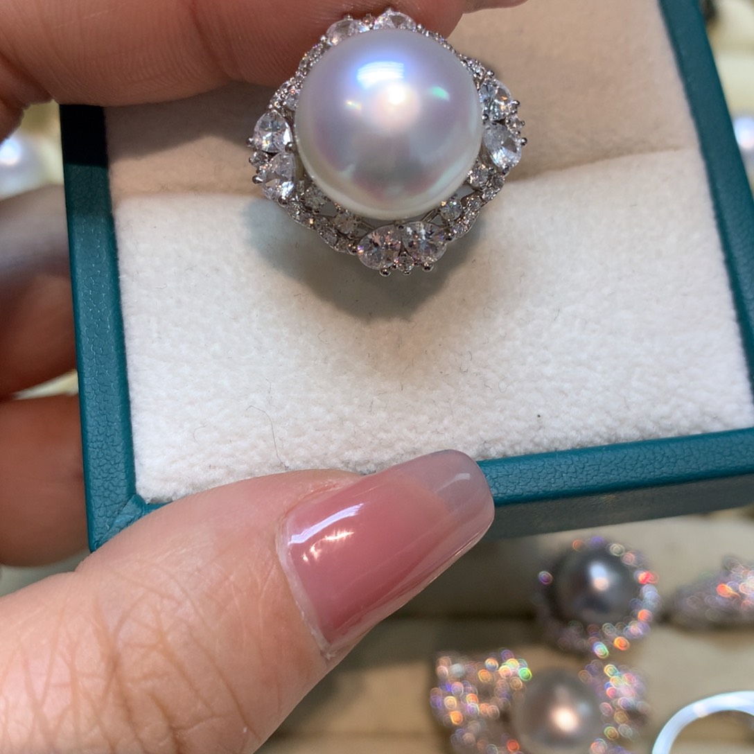 海水珍珠戒指银S925镶嵌