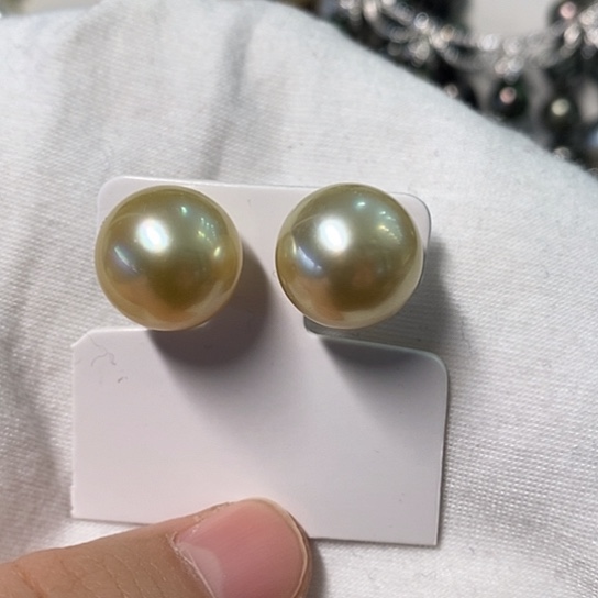 海水珍珠耳饰银S925镶嵌13.61