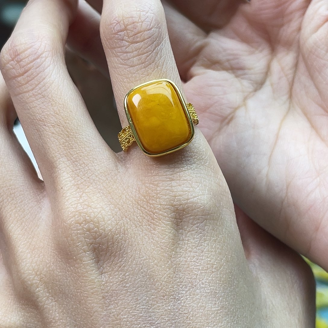 银S925镶嵌琥珀珠宝奇石琥珀蜜蜡