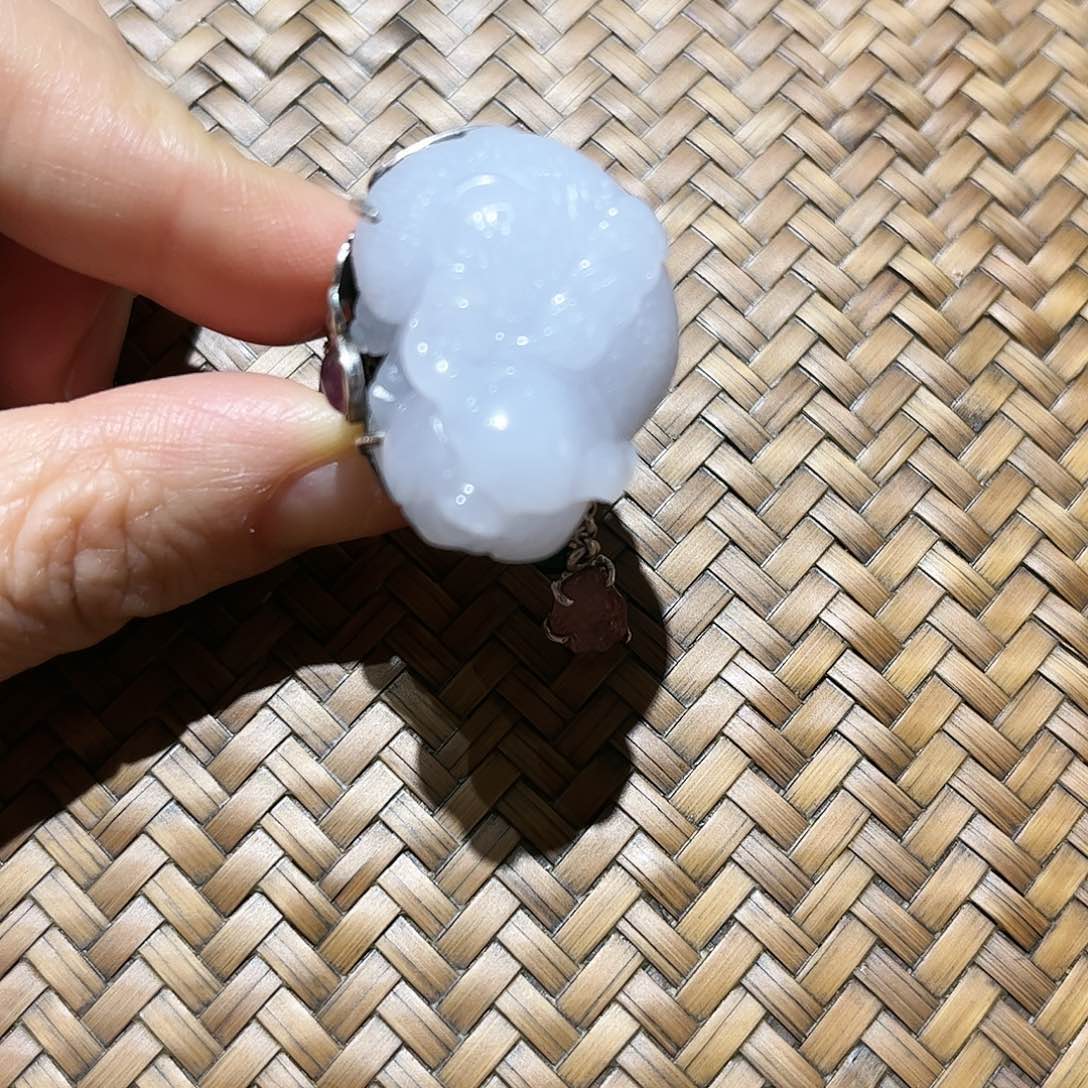 翡翠戒指银S925镶嵌个性十足时尚