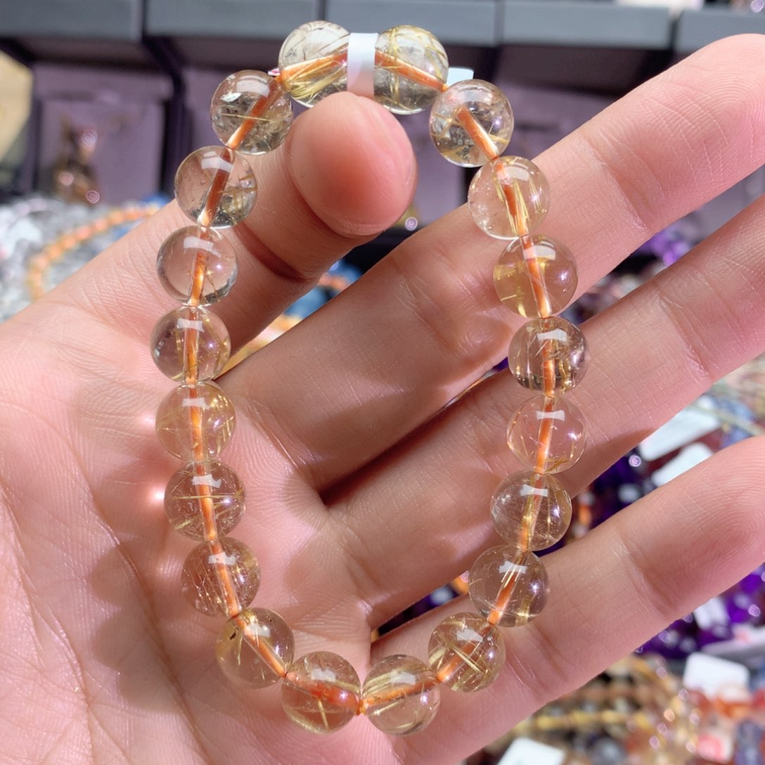 水晶手串未镶嵌跳*?发晶手链9+