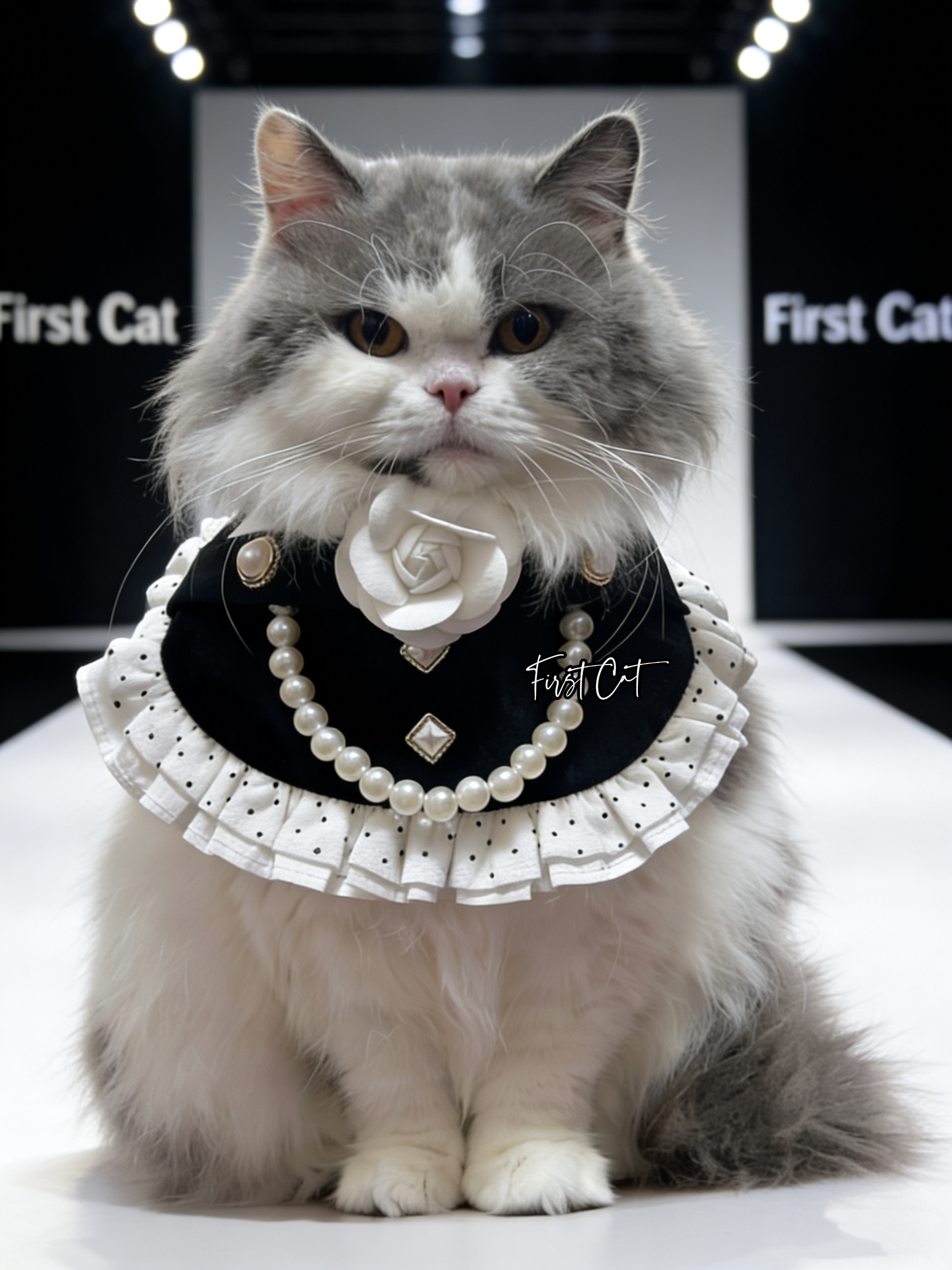 宠物口水巾轻奢小香风山茶花香奶奶走秀款公主风猫咪围兜狗狗围兜