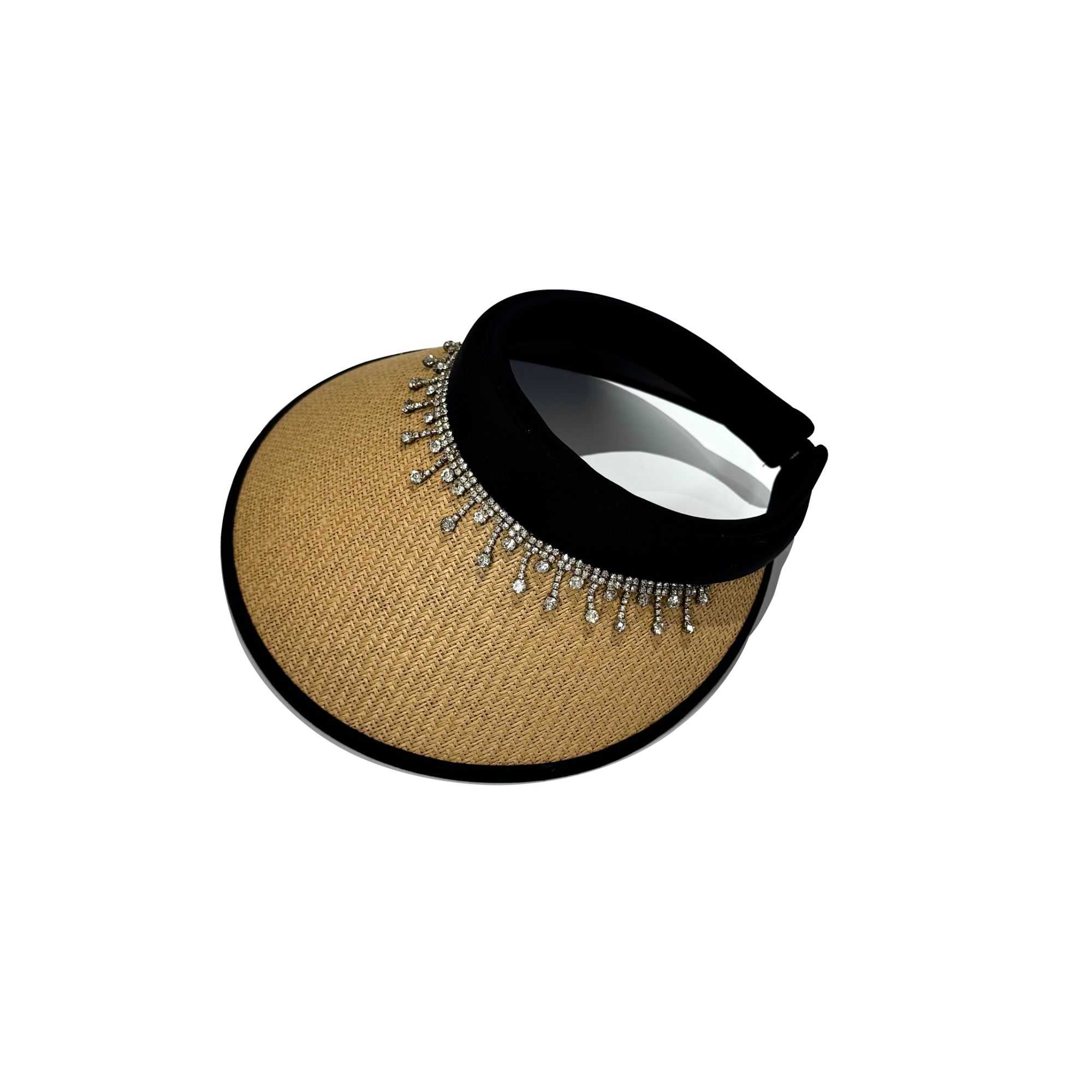 空顶黑胶草帽 春夏2025新款防晒太阳帽子防紫外线大檐出游遮阳帽