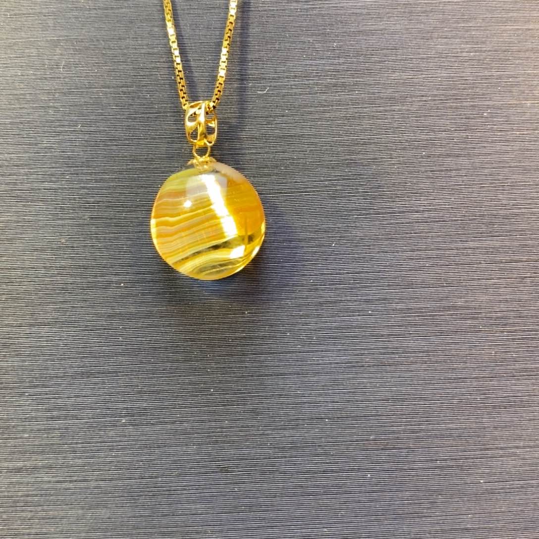 用***1颈饰18K金镶嵌发晶天然钛晶吊坠