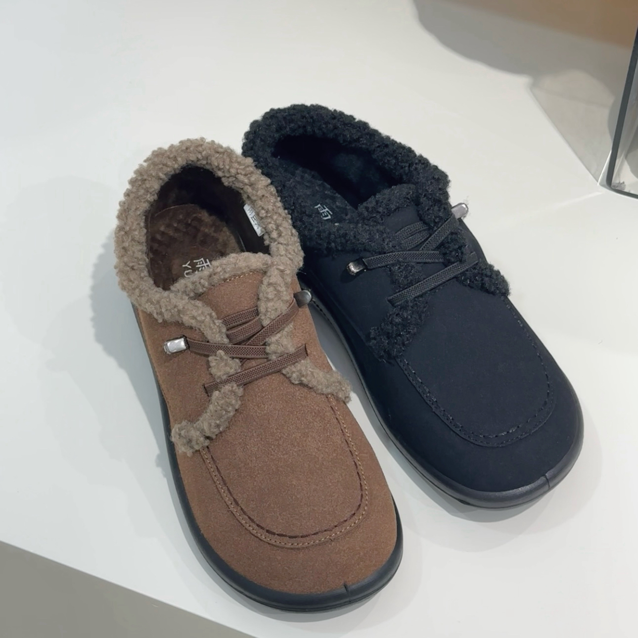 真皮软底秋冬加绒厚底百搭时尚女乐福鞋