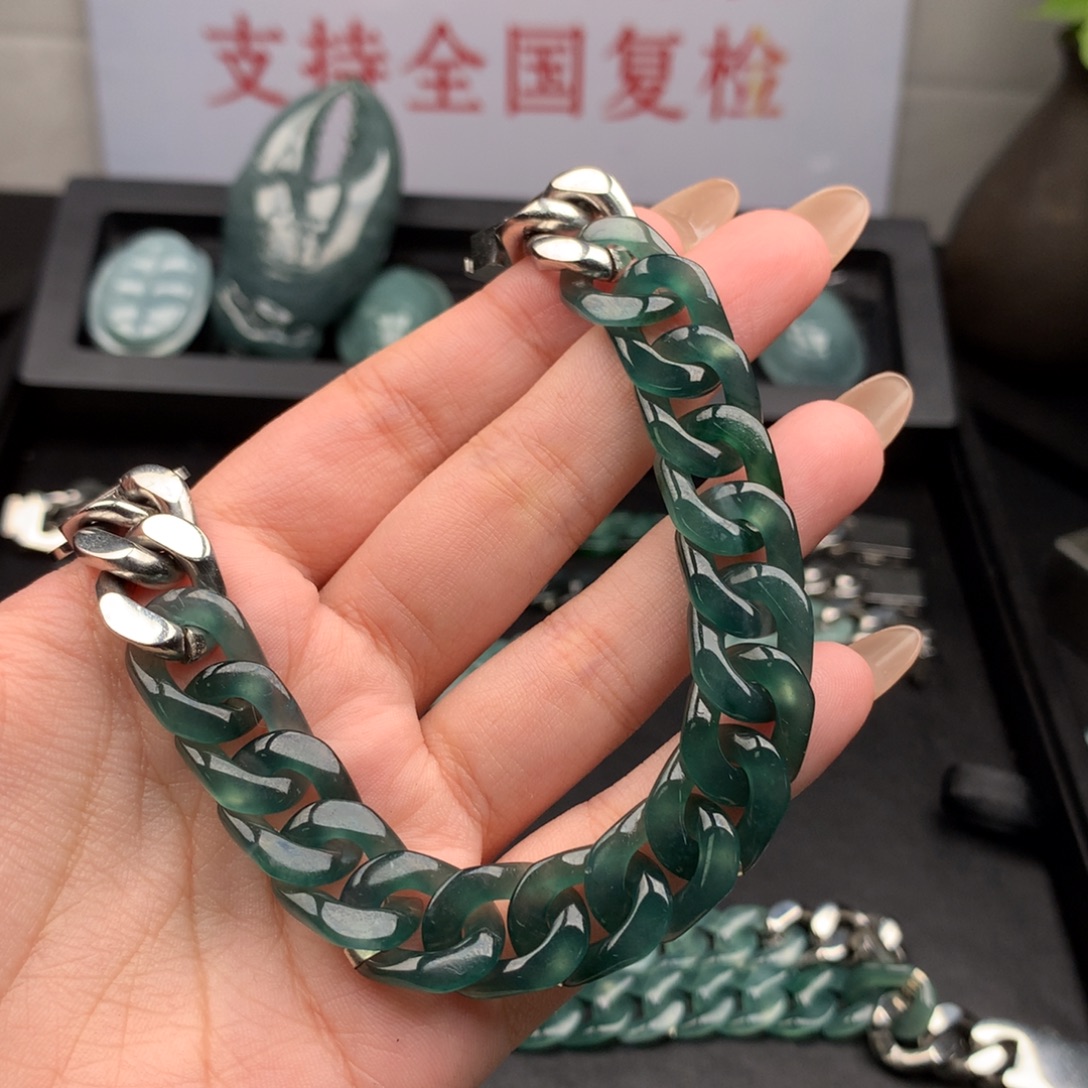 山***白翡翠未镶嵌手链000001