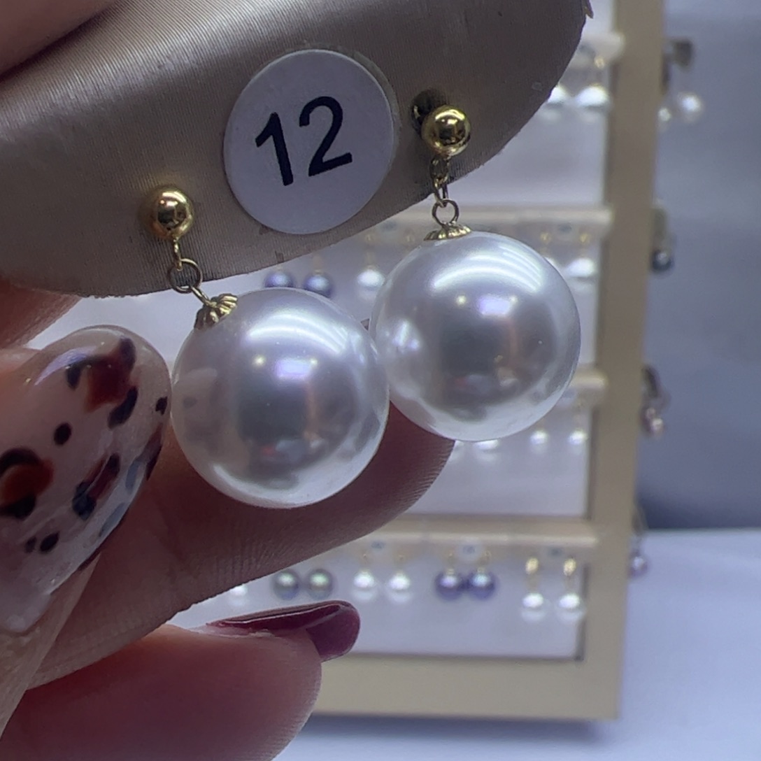 淡水珍珠耳饰18K金镶嵌