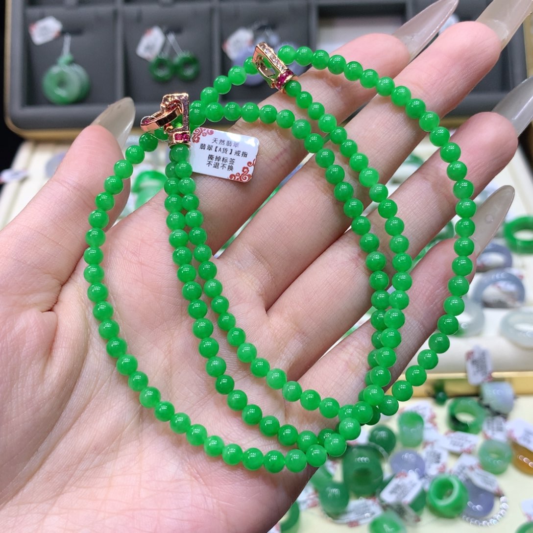 翡翠未镶嵌戒指珠链