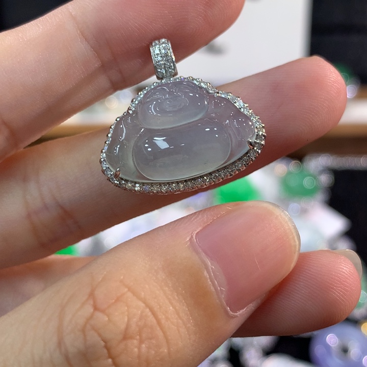 颈饰18K金镶嵌翡翠佛公