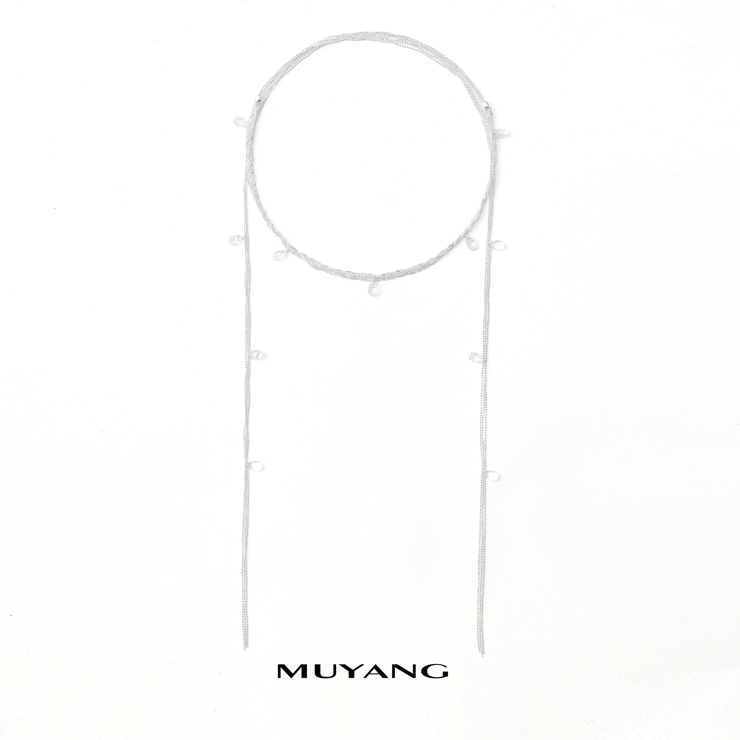 muyang/慕阳 铜合金琉璃项链 时尚百搭长款简约手工浮瑶项链链条
