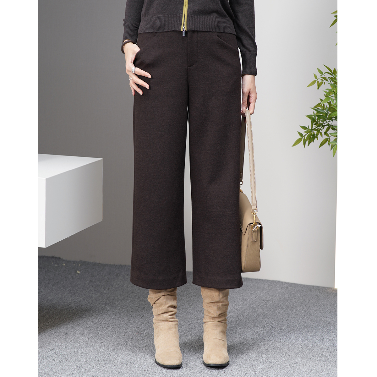 alicelulu‘八分律’微阔100绵羊毛女装裤S622931L