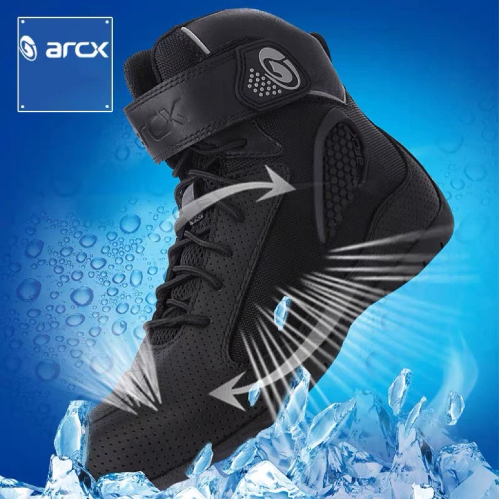 arcx 雅酷士夏季款摩托车骑行靴牛皮透气ESA防护舒适防摔机车鞋靴