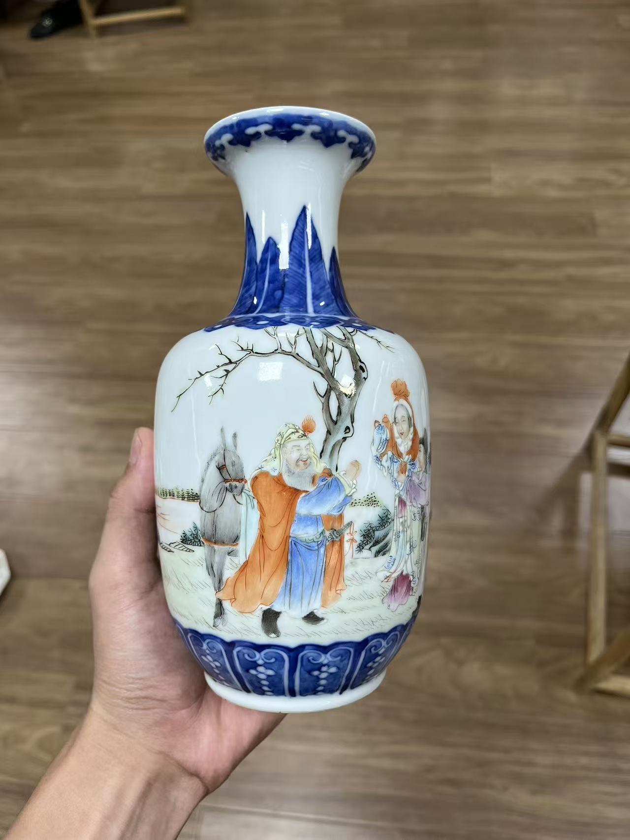 青花粉彩富贵吉祥赏瓶景德镇瓷器中式仿古装饰摆件