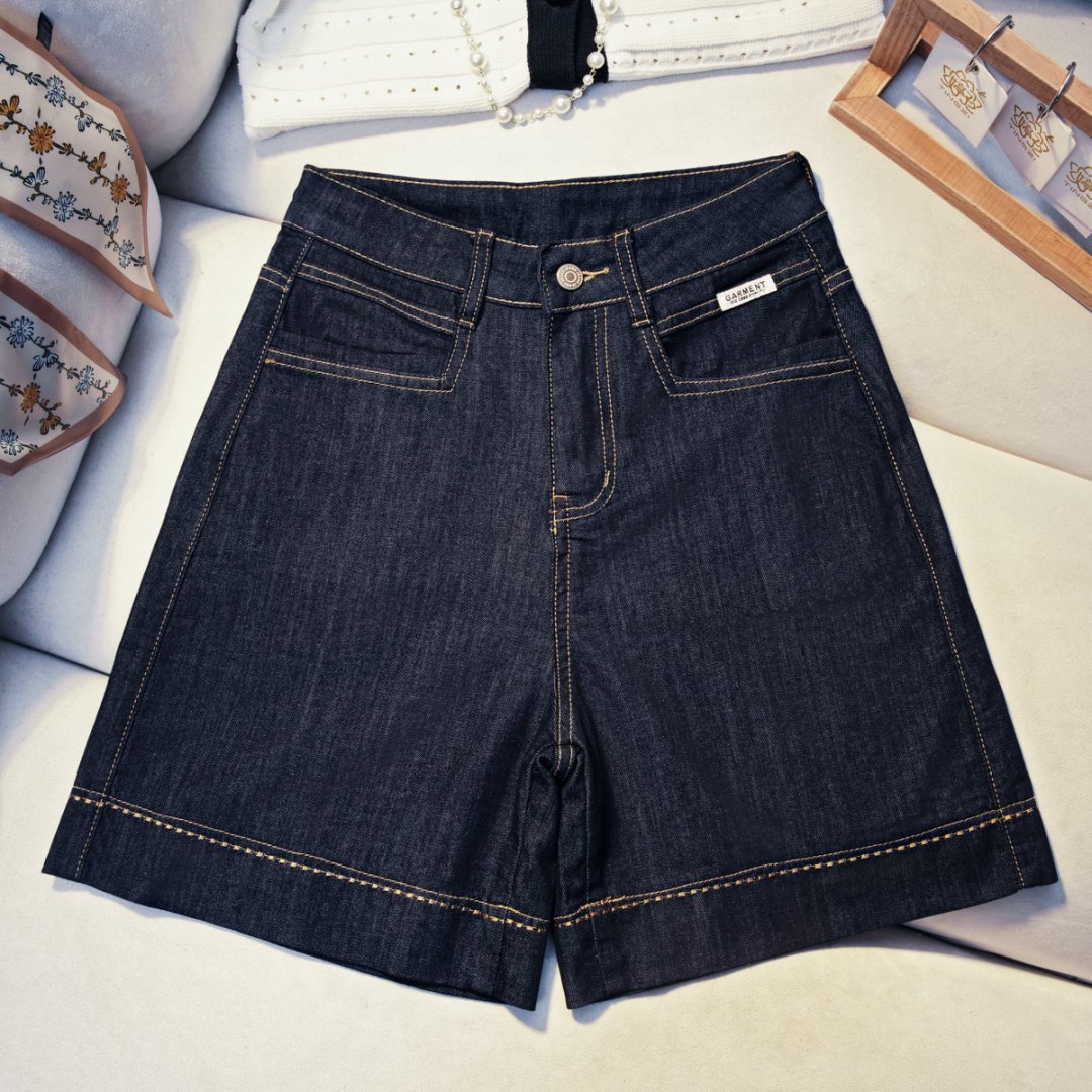 丹宁蓝梨形身材牛仔短裤女装2025年夏新款小个子百搭显瘦高腰裤