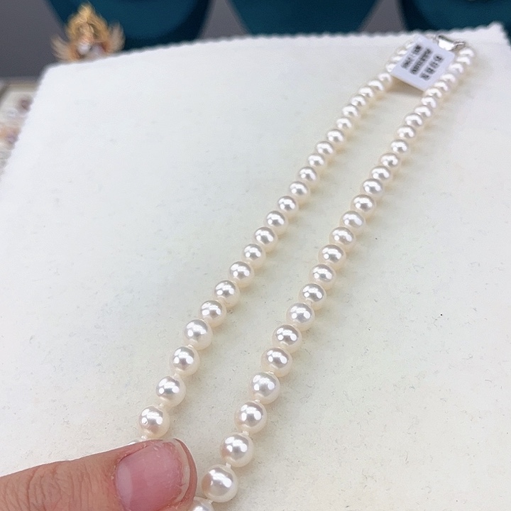 淡水珍珠颈饰银S925镶嵌卡7极光白高品