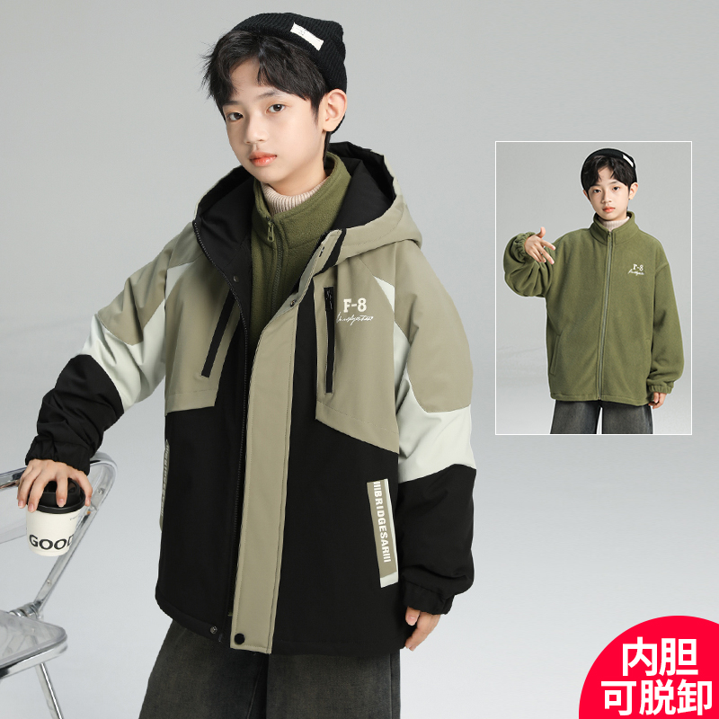 男童秋冬款外套2024新款秋季三合一冲锋衣时髦【奇斯熊】CF119