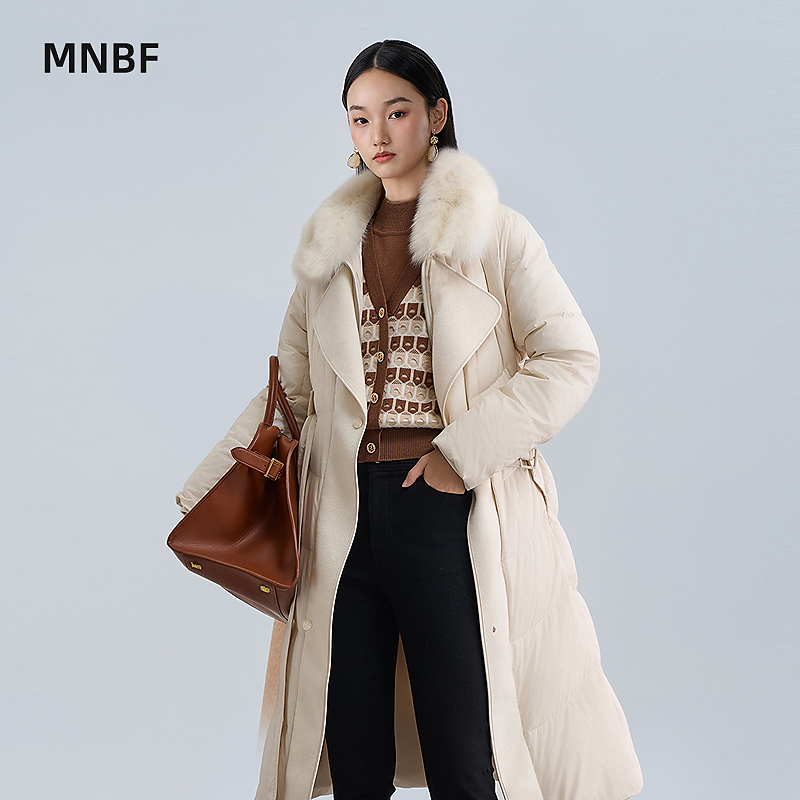 【芊芊专属】冬季拼接毛领长款羽绒服外套MFDI144180