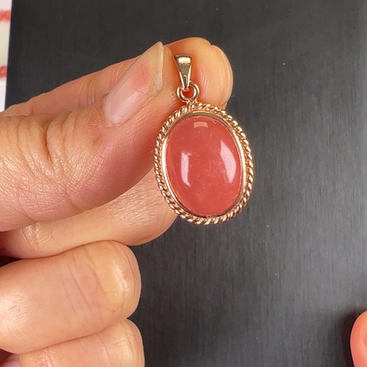 菱锰矿（红纹石）吊坠(赠链)银S925镶嵌