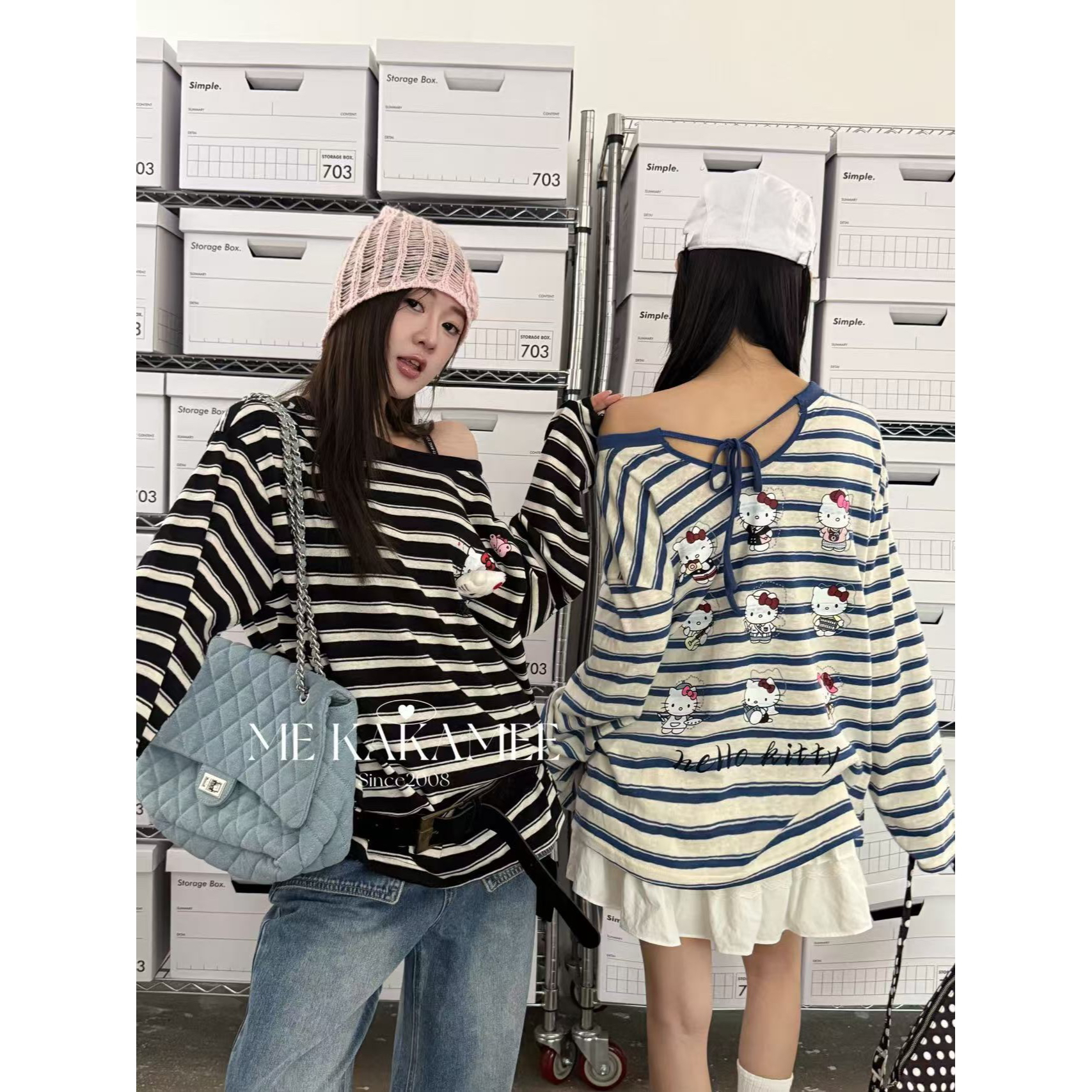 【NO退NO换】-好多KT！条纹撞色两穿T恤（KA8795#）KAKAME