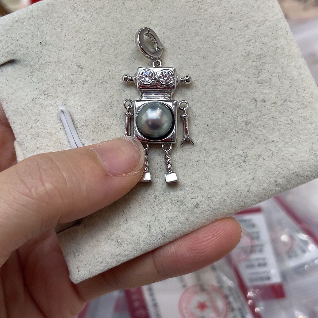 吊坠(不含链)银S925镶嵌海水珍珠