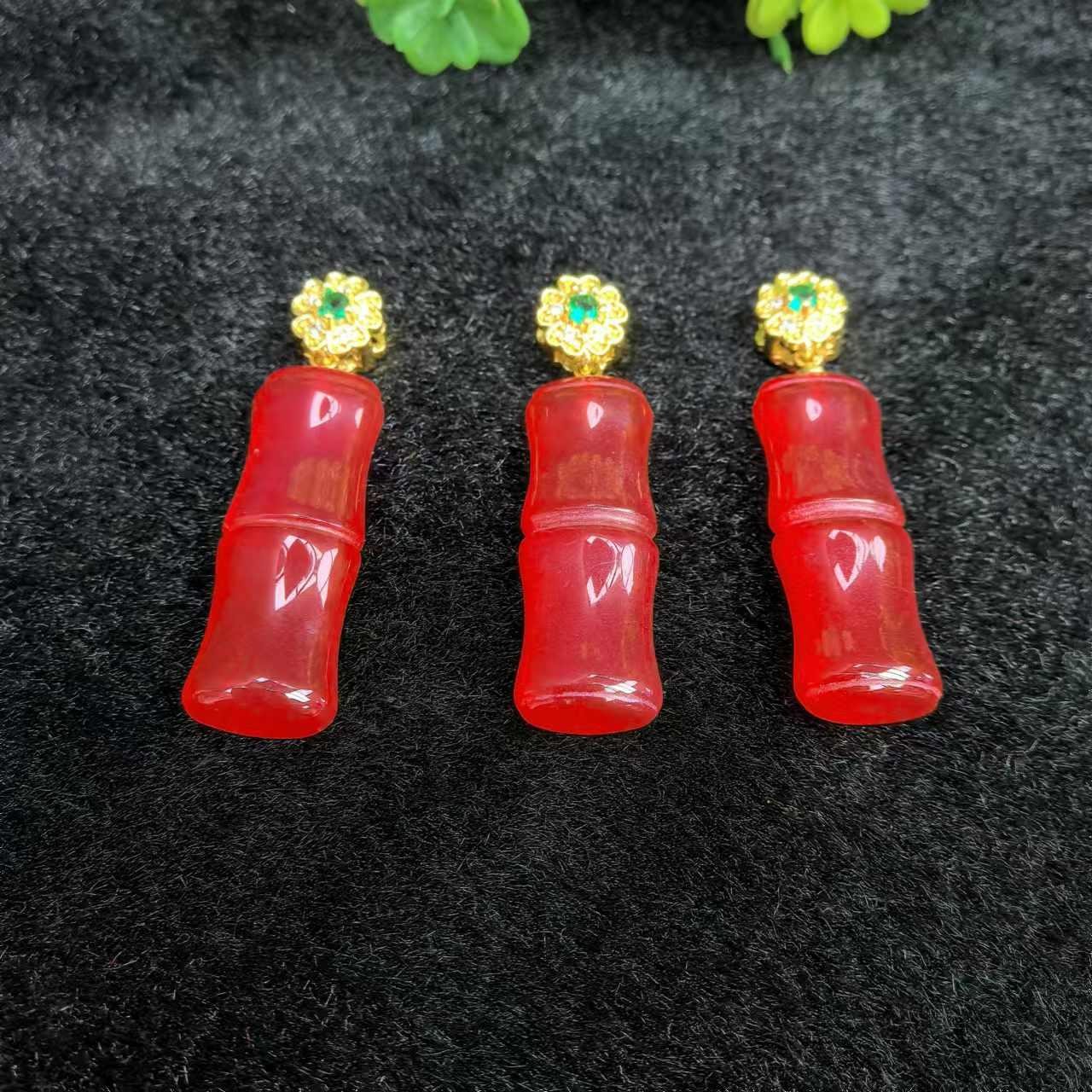 ST1638（玉夫人）三姑娘玛瑙红竹节吊坠-配绳-多样性只发一件