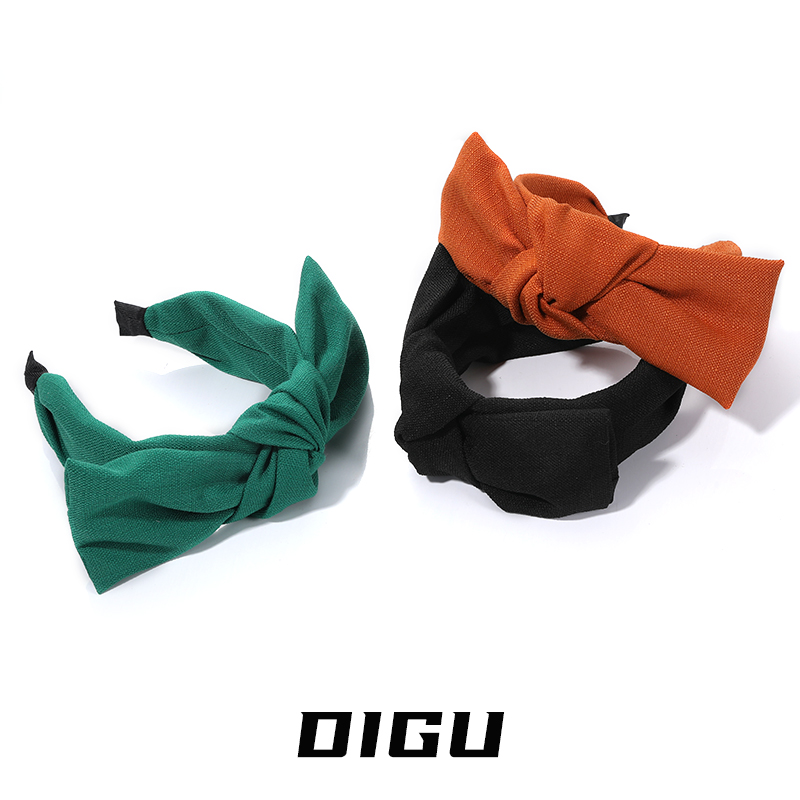 嘀咕家简约超大蝴蝶结发箍百搭高颅顶压发发饰复古外出头箍发卡