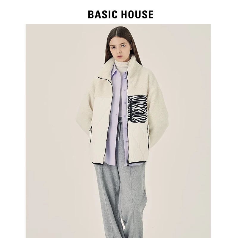 百家象牙色羊羔毛外套3371