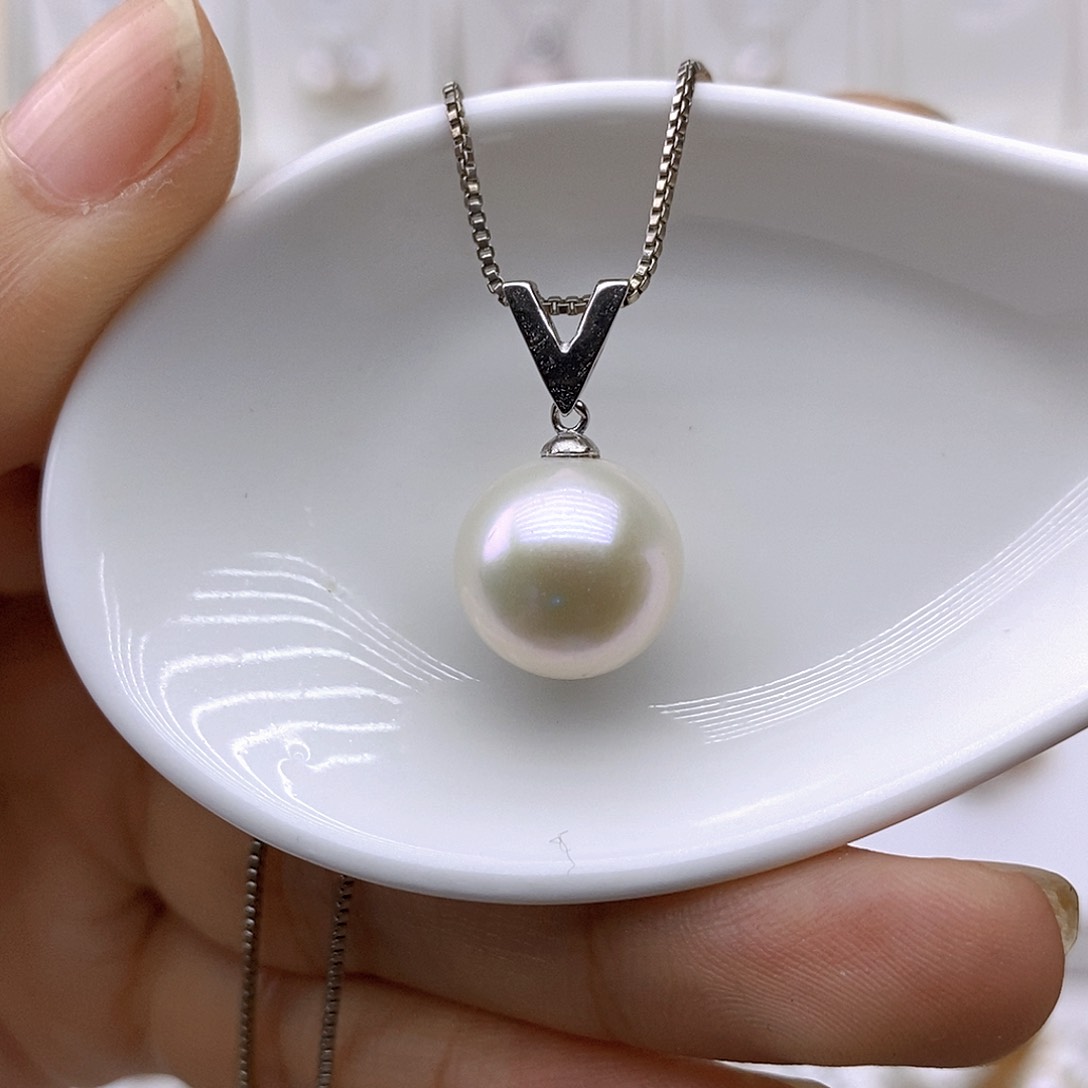 淡水珍珠银S925镶嵌吊坠(赠链)