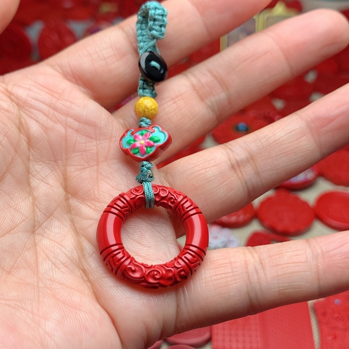 天然辰砂工艺品朱砂钥匙扣