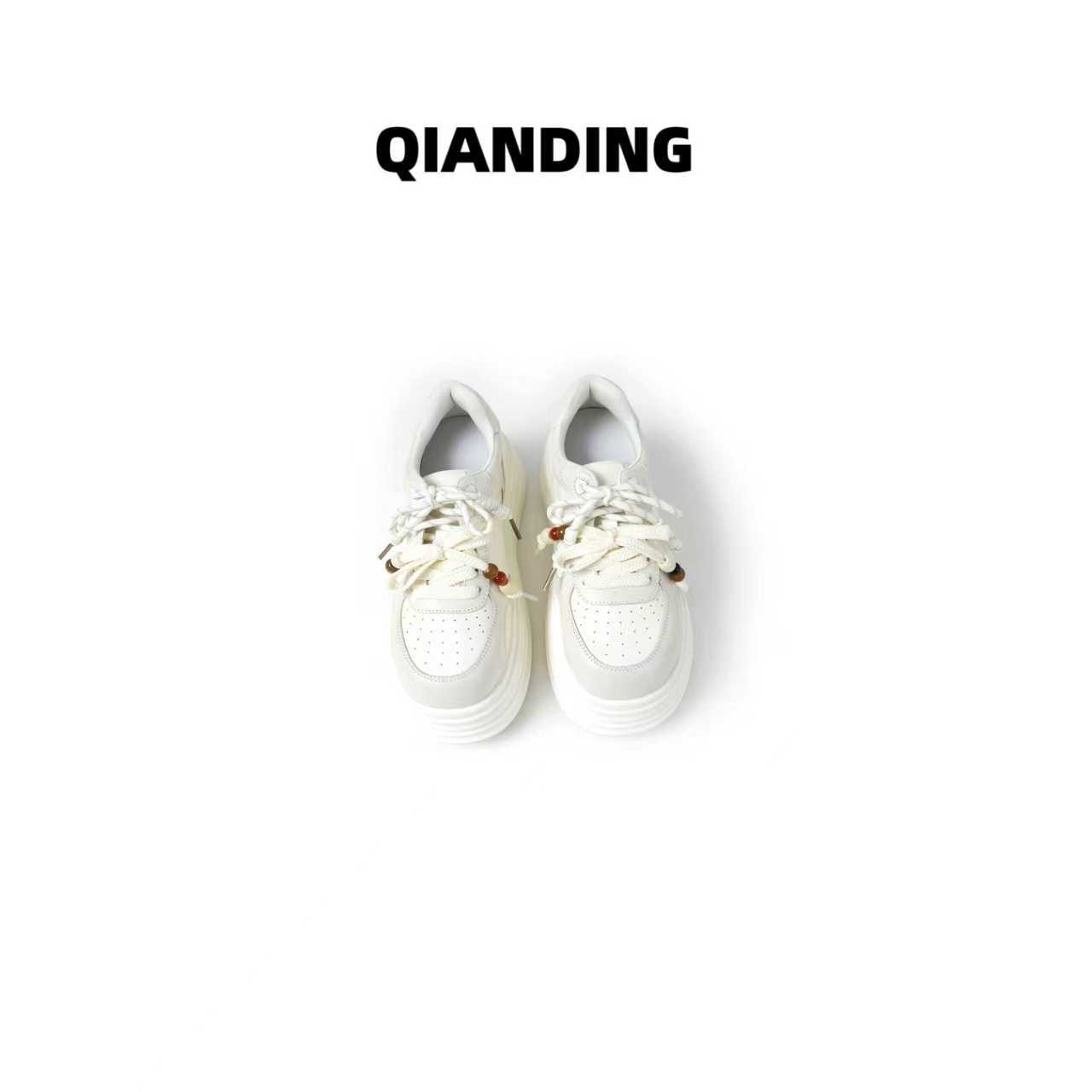 F【真皮木珠双带厚底鞋】重磅小牛皮厚底增高百搭时尚鞋子F25787