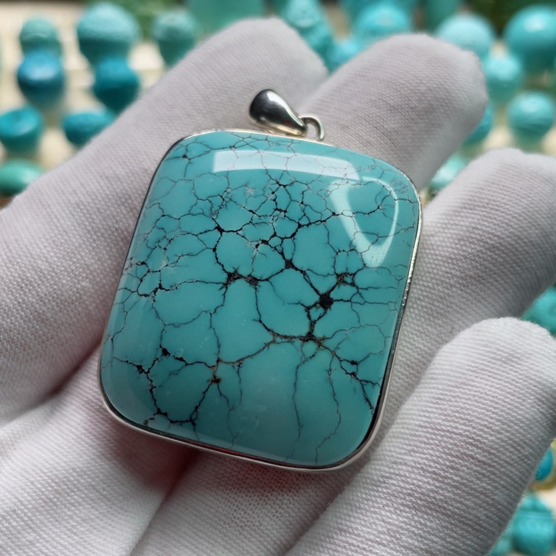 绿松石珠宝奇石银S925镶嵌