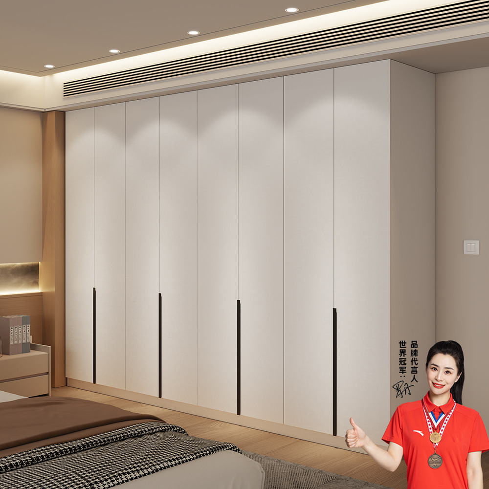 蔚然美家现代简约衣柜卧室家用实木颗粒板柜子高档平开门成品衣橱