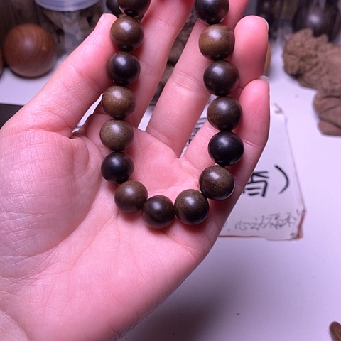 檀香木手串/手链檀香阴沉1.2/17满纹微瑕