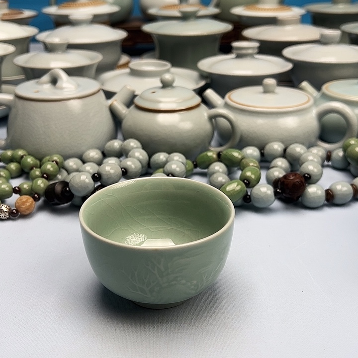 杯微微暇翠绿月下独酌杯原矿原釉原产地