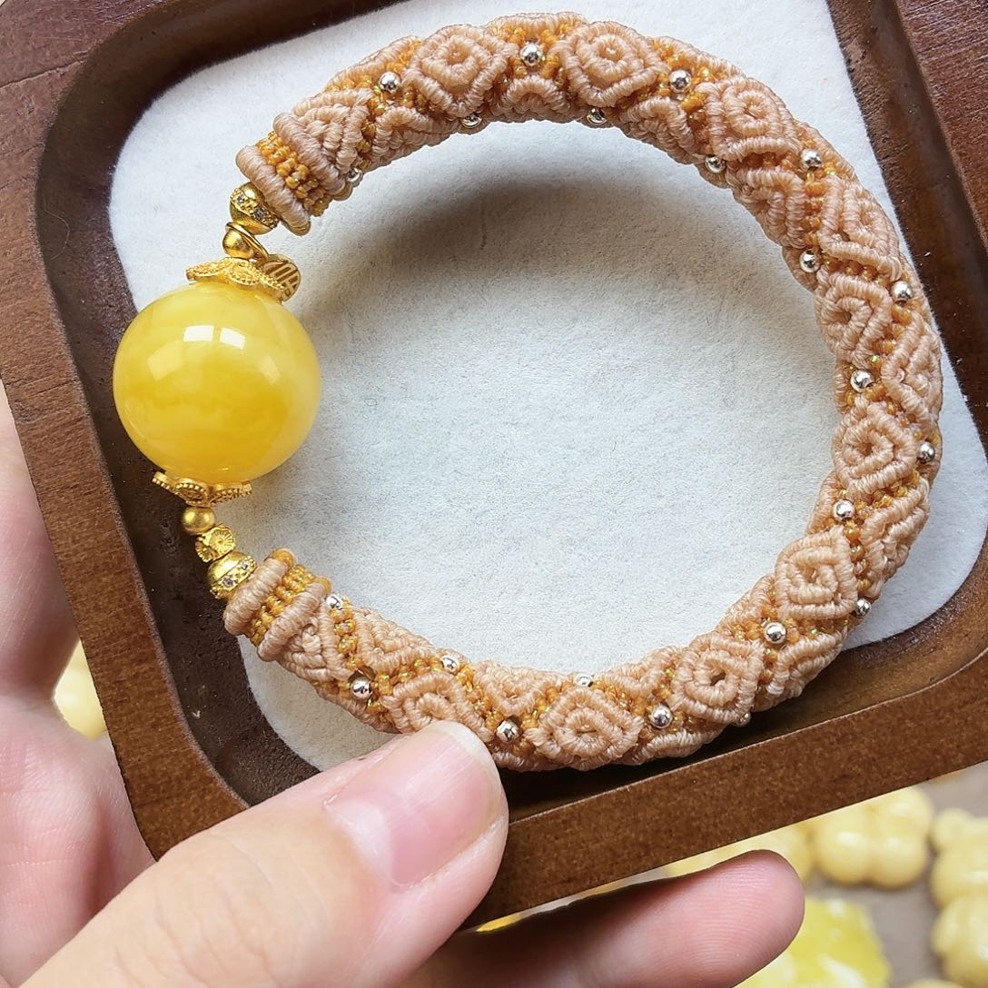 蜜蜡未镶嵌手绳福利19圆珠